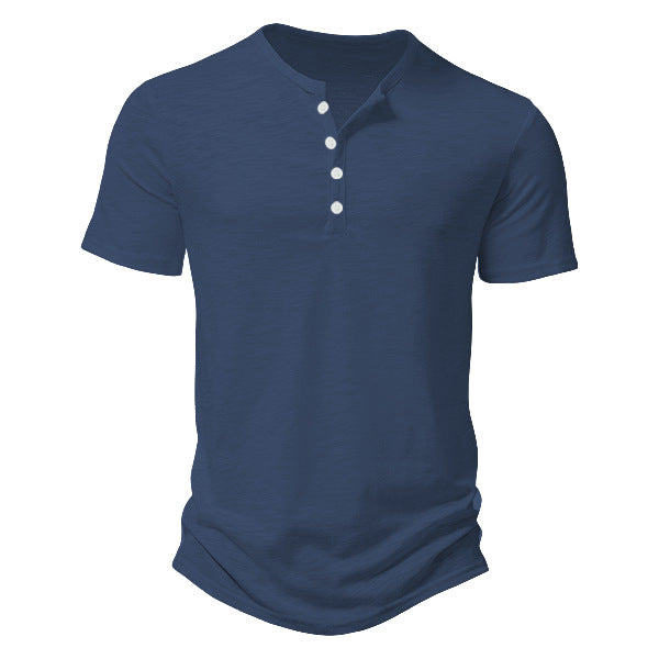 Men's Casual Solid Color Slim-fit Short Sleeve