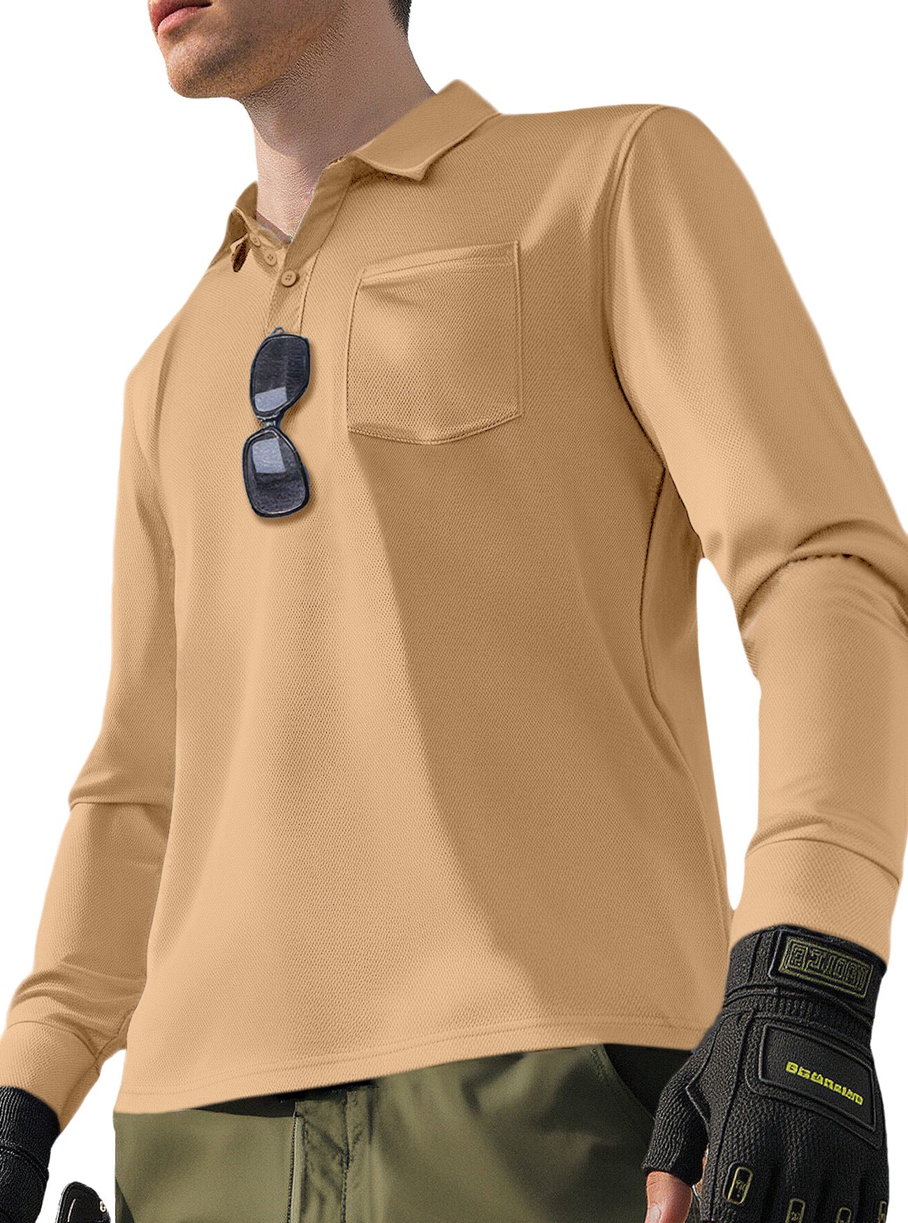 Solid Color Quick-Dry Polo Neck Long Sleeve Men's