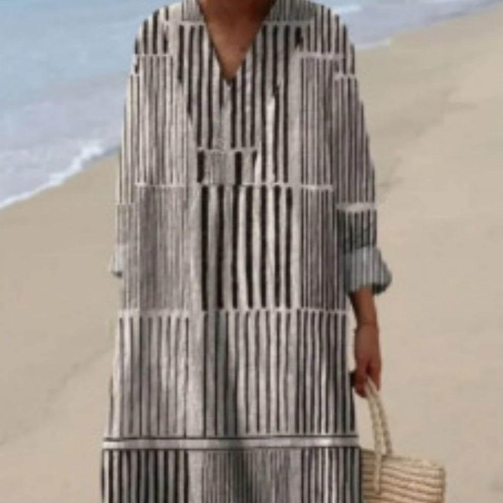 Women's Casual Floral Print Long-Sleeve Shirt Dress