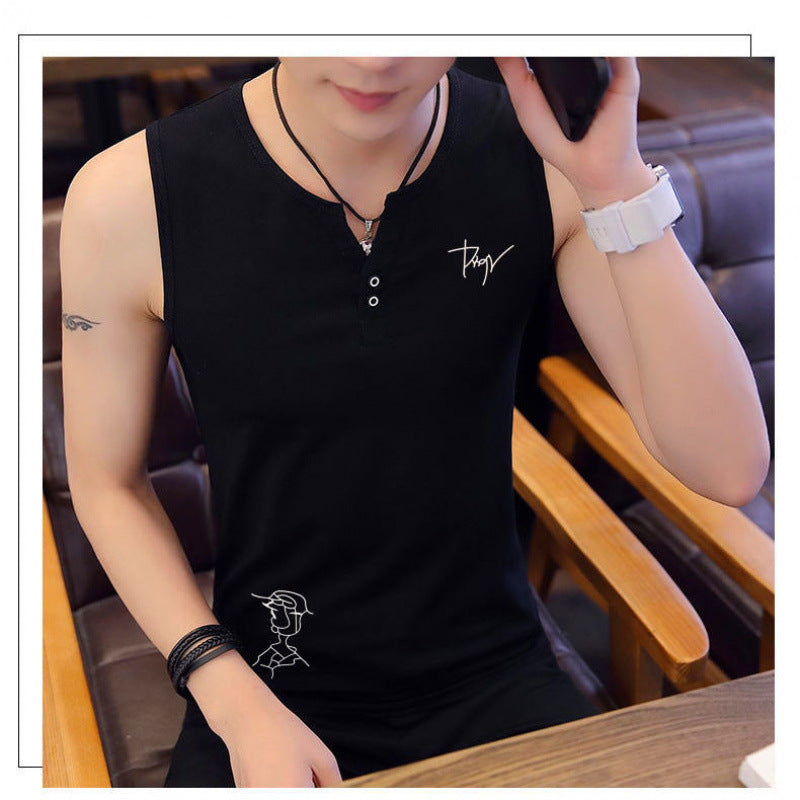 Men's Cotton Sleeveless Short-sleeve T-shirt