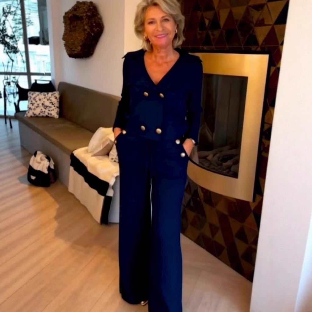 Women's Collar Button Solid Color Professional Suit