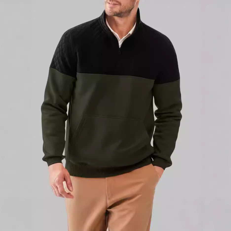 Men's Casual Color-blocked Long-sleeve Hoodie