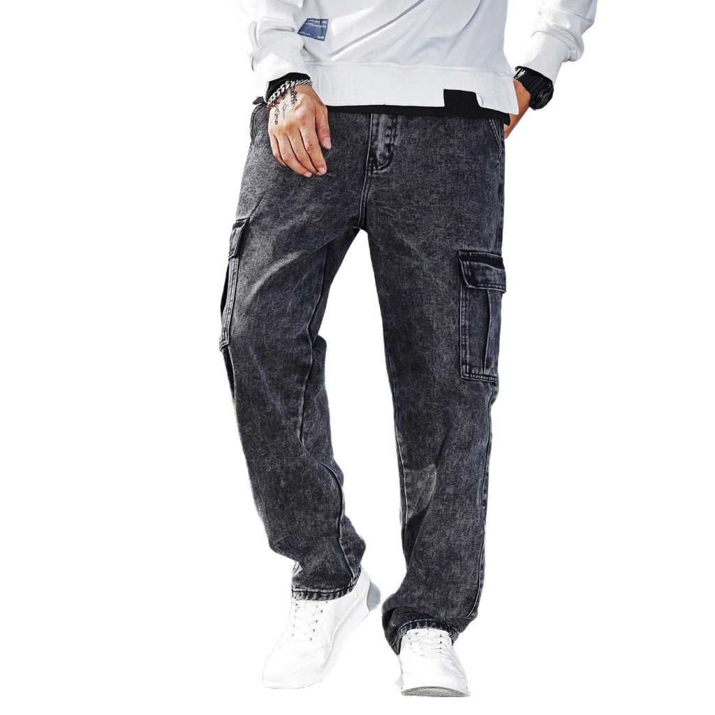 Loose-fit Multi-pocket Fashionable Street-style Men's Workwear Denim Jeans