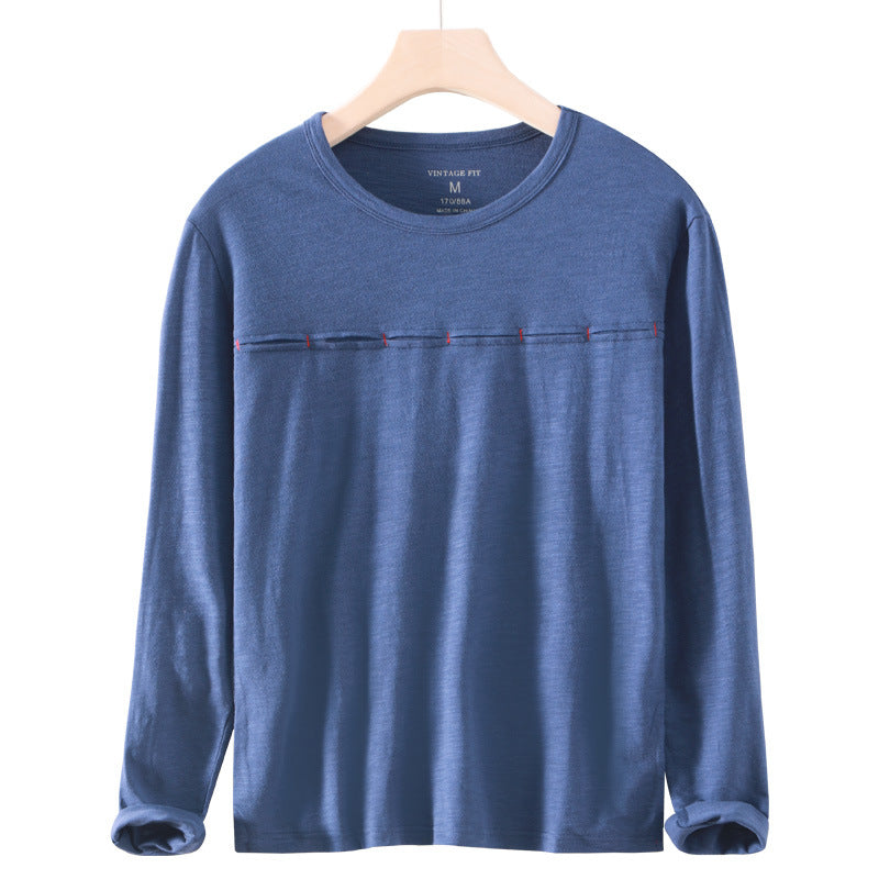 Crew-neck Solid-color Bamboo-cotton Japanese-style Men's Cotton T-shirt