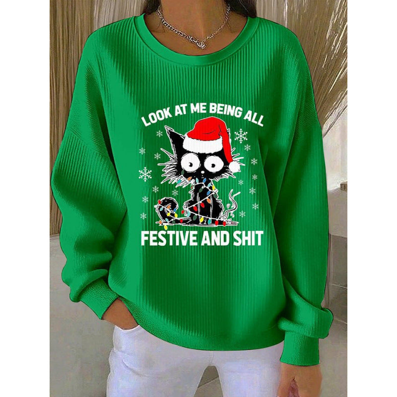 Women's AutumnWinter Round-Neck Sweater With 3D Print