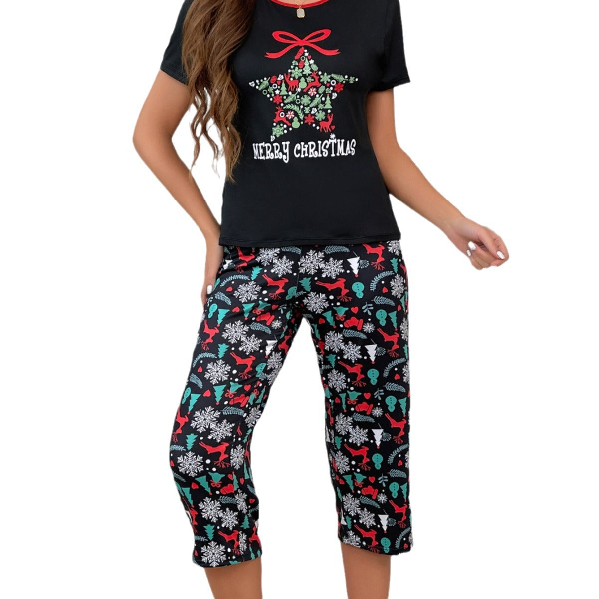 Women's Printed Comfortable Short Top And Shorts Set