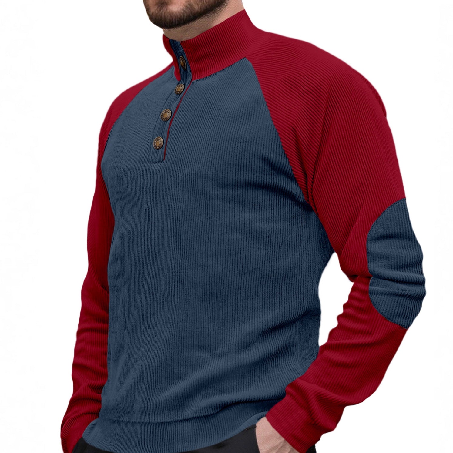 SpringAutumn New Men's Outdoor Raglan Sleeve Casual Stand-up Collar Loose Long Sleeve
