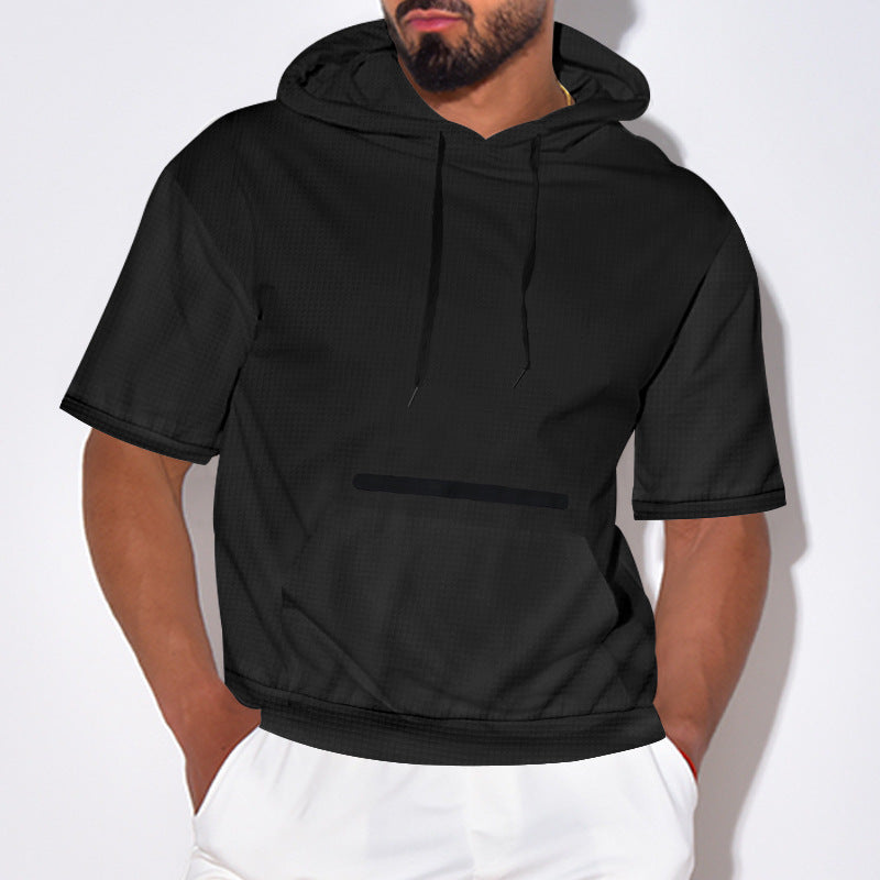 New Men's Casual Hooded Short Sleeve T-shirt
