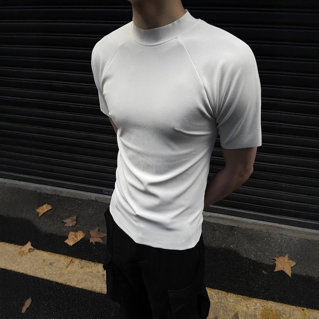 Slim-fit Casual Quick-dry Semi-high Neck Short-sleeve Undershirt