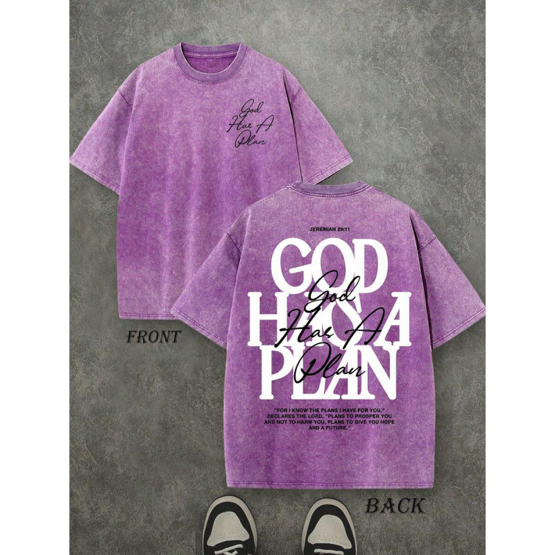 Vintage Washed Double-sided Printed T-shirt