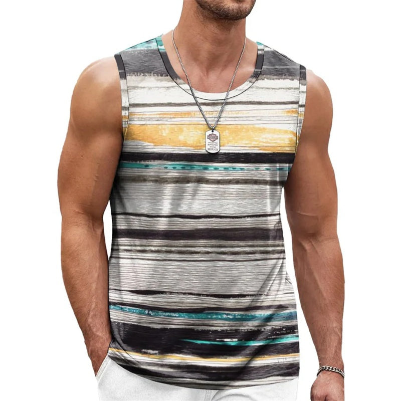 Trendy Striped Vest Men's Casual Summer Sleeveless