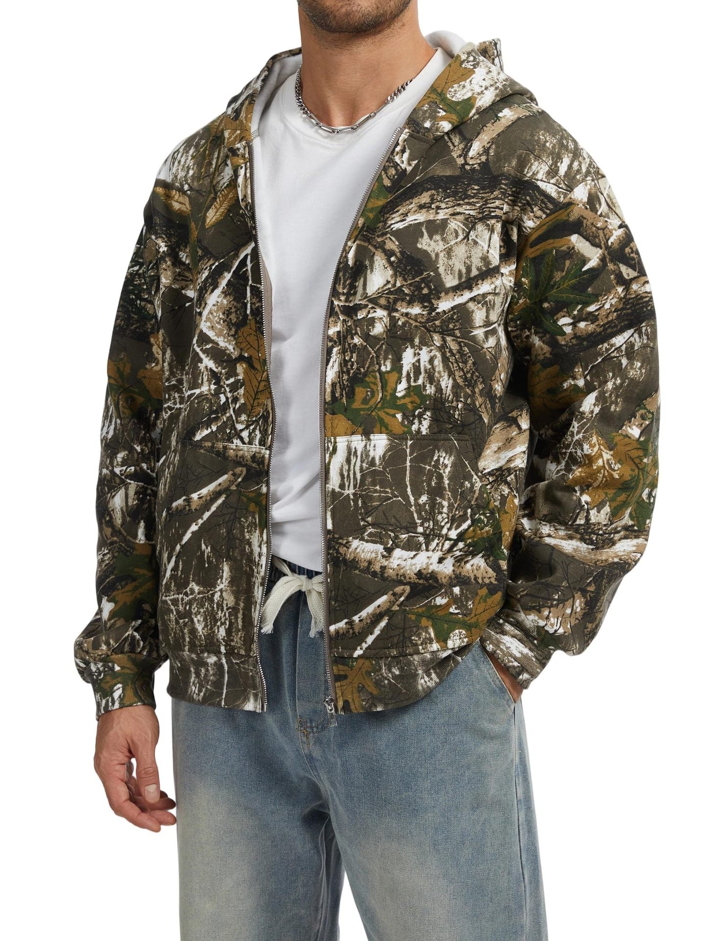 Men's Camouflage Zip-Up Hoodie Coat