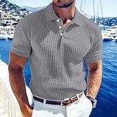 Thread-knit V-neck Lapel Men's Casual Polo Shirt
