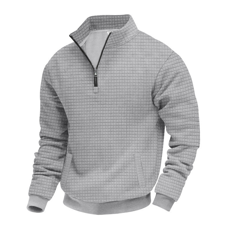 Men's Sweatshirt Autumn And Winter New Style Stand-up Collar Long Sleeve Small Check