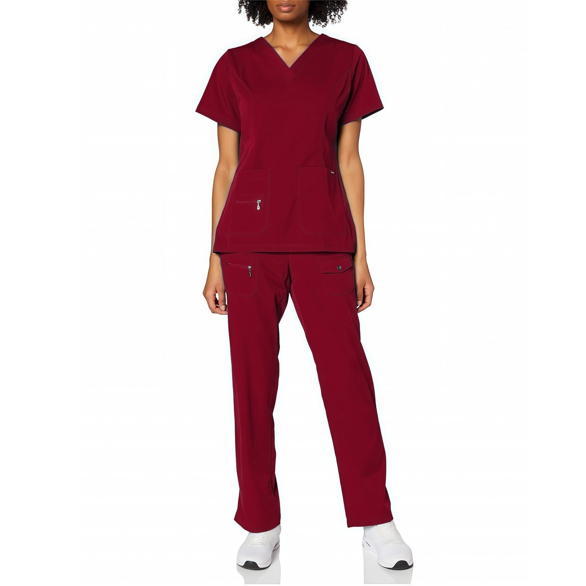 V-neck Scrub Tops For Medical Staff And Beauty Salon Professionals Short-sleeve Scrub Sets For Operating Rooms