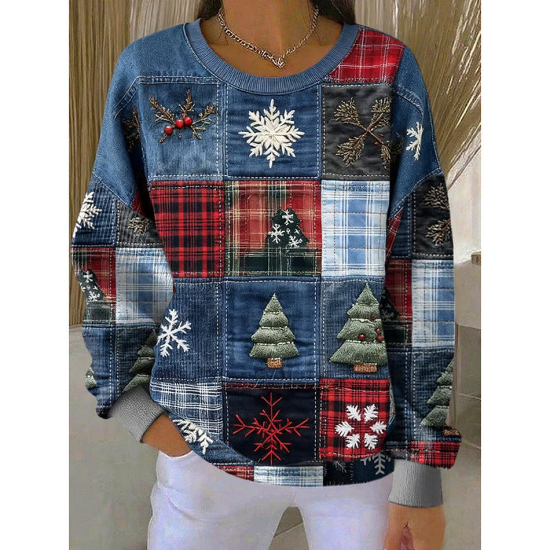 Women's AutumnWinter Round-Neck Sweater With 3D Print