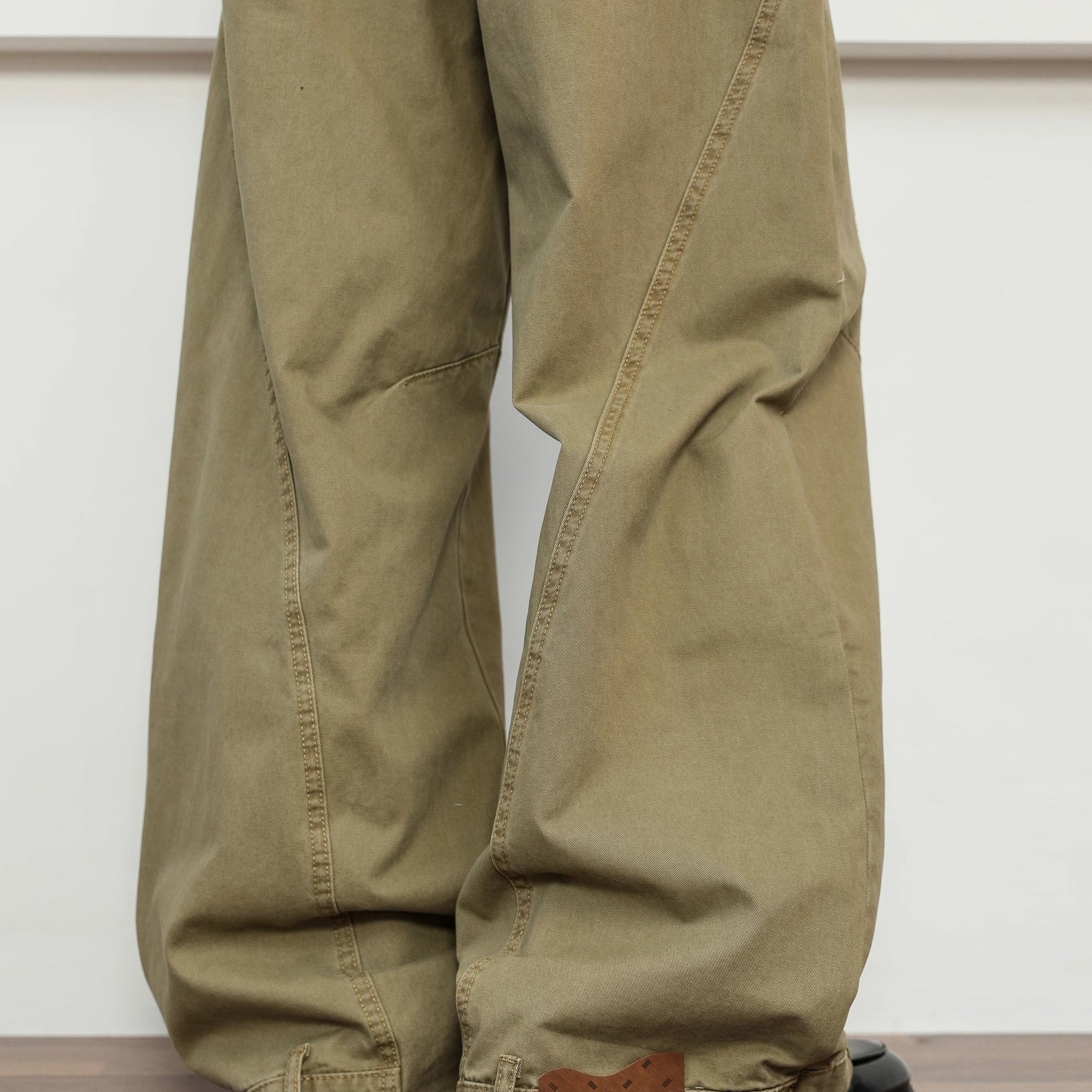 Retro Deconstruction Scimitar Men's Wide-leg High-end Khaki Pants