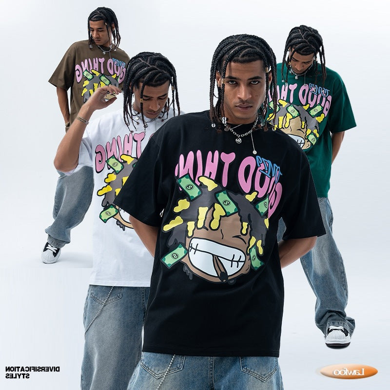 Men's Pure Cotton Street Fun Print Short Sleeve