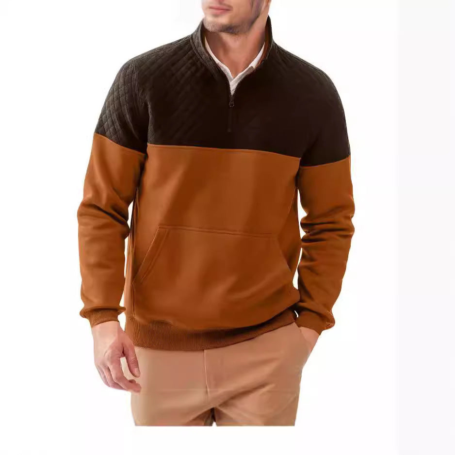 Men's Casual Color-blocked Long-sleeve Hoodie