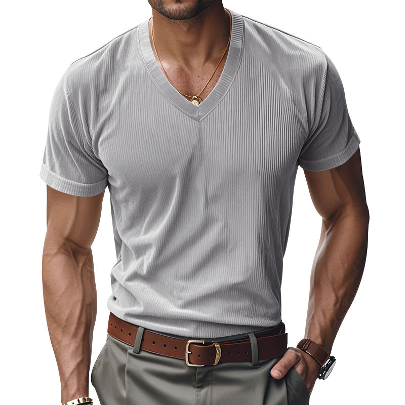 Loose Casual Men's V-neck Short Sleeve