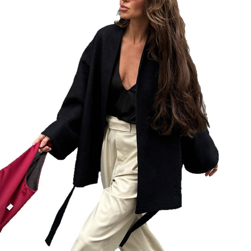 Women's V-neck Lace-up Chanel-style Long-sleeve Jacket