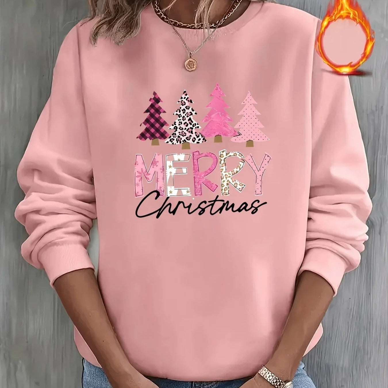 Women's Printed Casual Long-Sleeve Crew-Neck Sweater Top