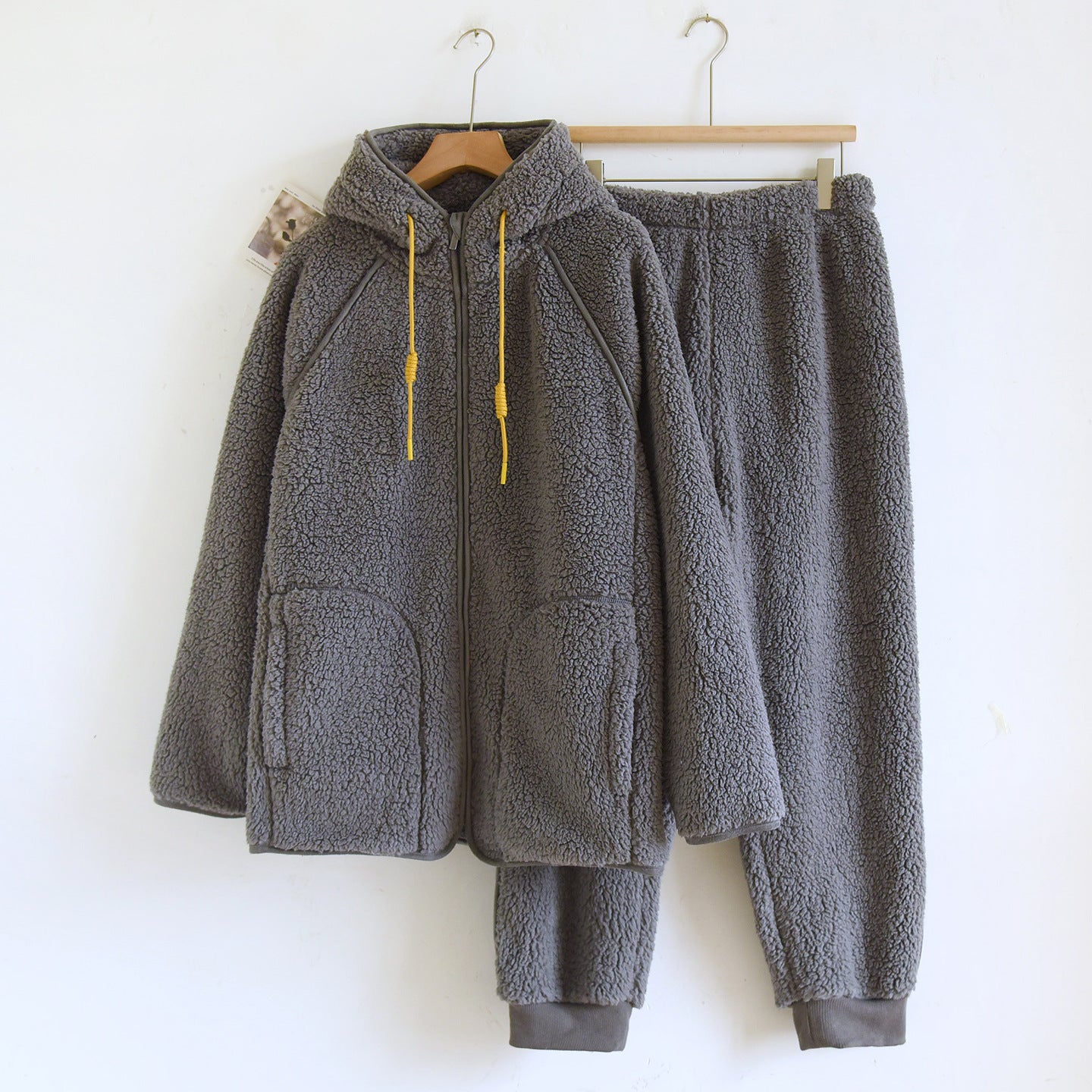 Corduroy Solid Color Casual Loose Fitting Set Flannel Hooded Padded Loungewear