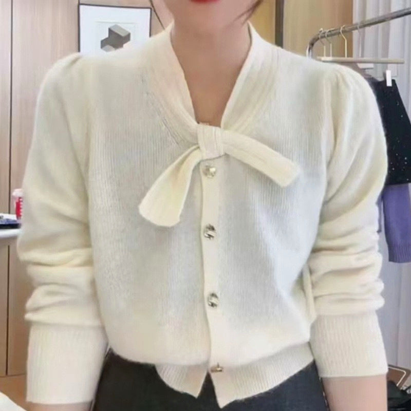 French-style Luxe Lace-up Sweater For Women