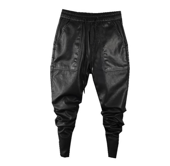 Winter Motorcycle Leather Pants Fleece-lined Thickened Windproof