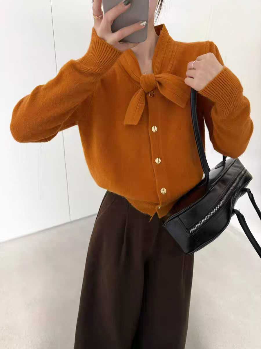 French-style Luxe Lace-up Sweater For Women