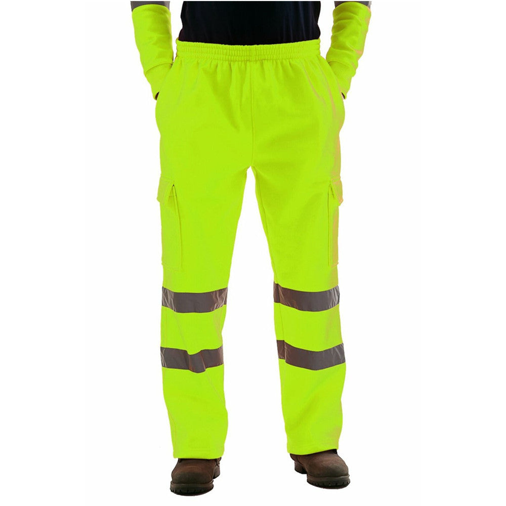 Men's Reflective Stripe Sanitation Worker Uniform Fleece Casual Pants
