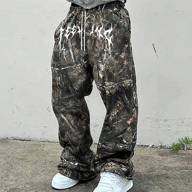 New Stylish Casual Pants With A Branch-pattern Print
