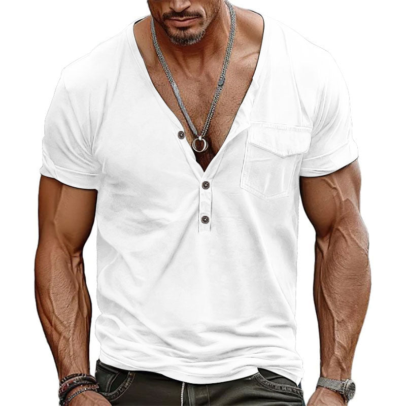 Men's Short-sleeved High-end Solid Color Oversized Loose Retro