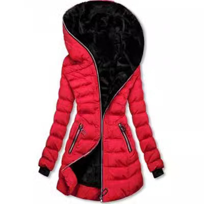 Women's Thick Cotton Coat With A Large Fur Collar