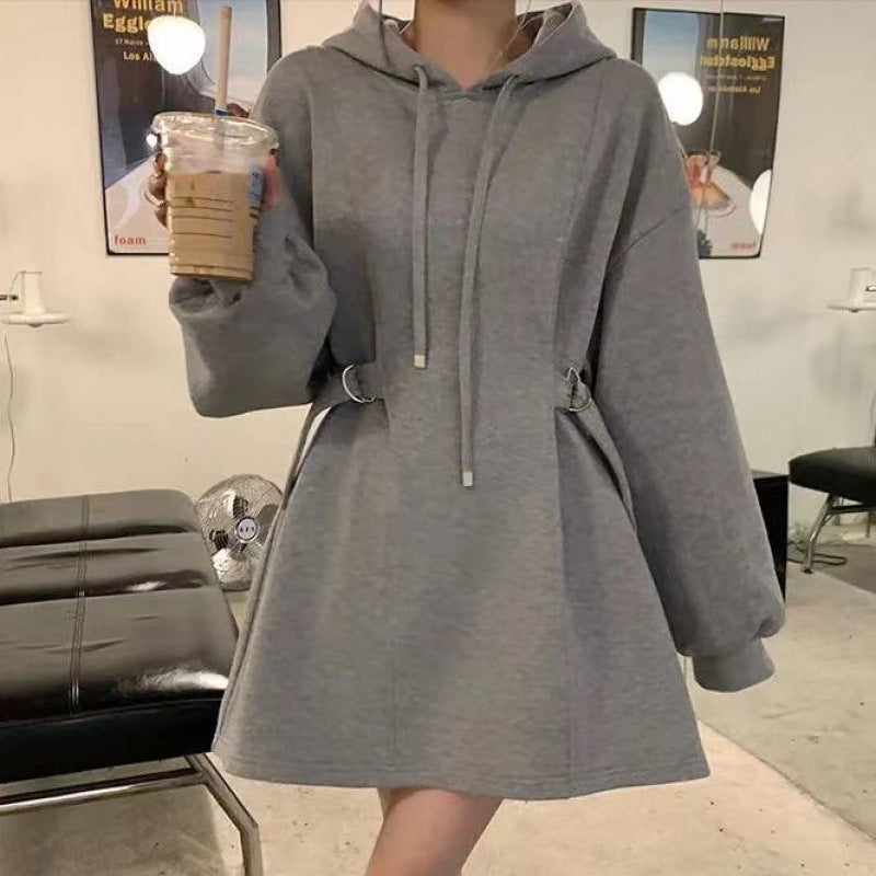 Stylish Women's Loose-fit Laid-back Hoodie Dress