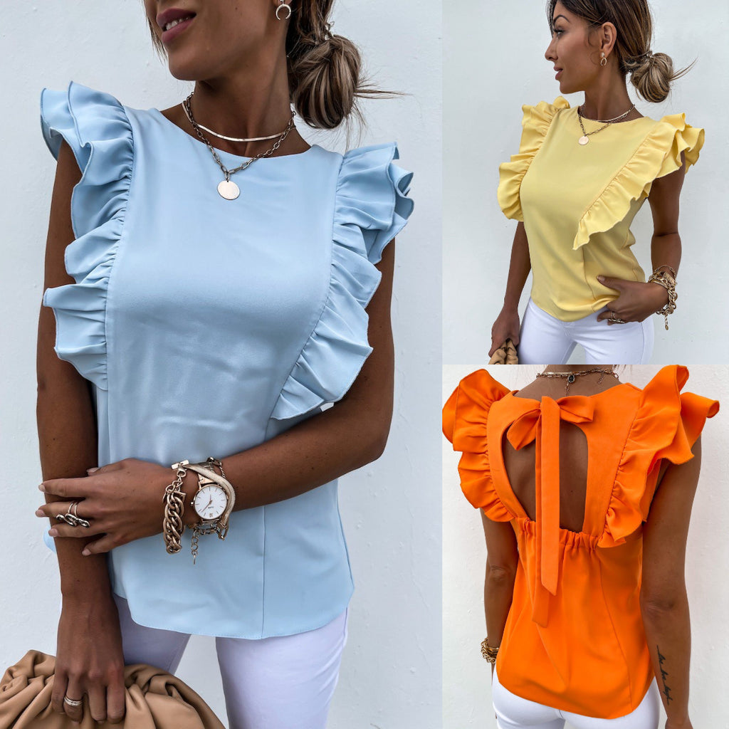 Women's Round-neck Sleeveless Solid-color Tank Top T-shirt