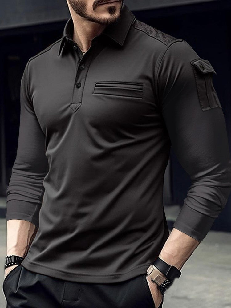 Arm Pocket Shoulder Patch Design Muscular Look Men's Top