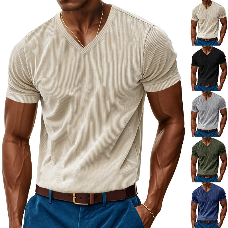 Loose Casual Men's V-neck Short Sleeve