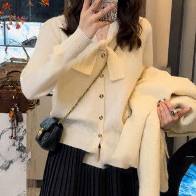 French-style Luxe Lace-up Sweater For Women