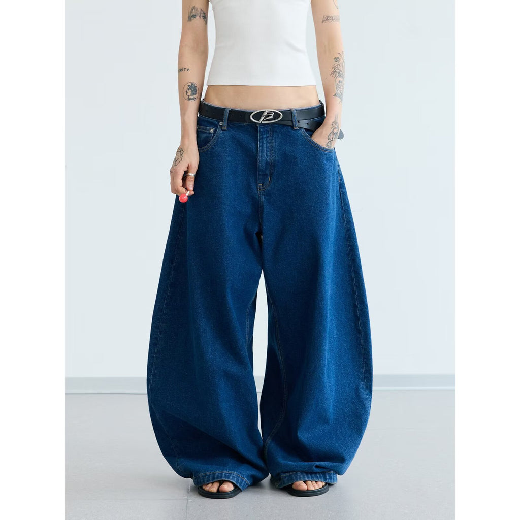 High-waisted Retro Straight-leg Jeans For Men Summer American Style Dark Blue