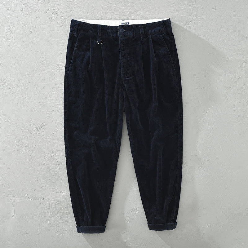 Japanese Retro Thick Casual Men's Loose Straight Work Pants