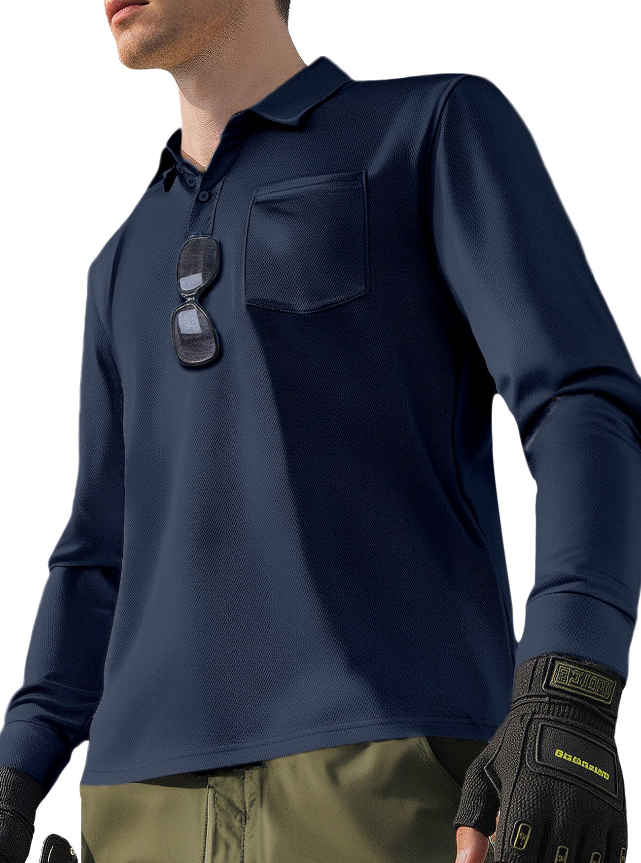 Solid Color Quick-Dry Polo Neck Long Sleeve Men's