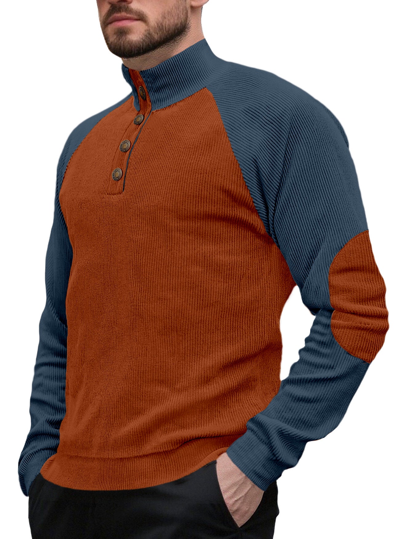 SpringAutumn New Men's Outdoor Raglan Sleeve Casual Stand-up Collar Loose Long Sleeve