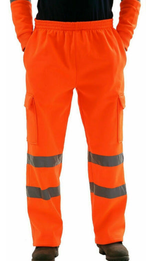 Men's Reflective Stripe Sanitation Worker Uniform Fleece Casual Pants