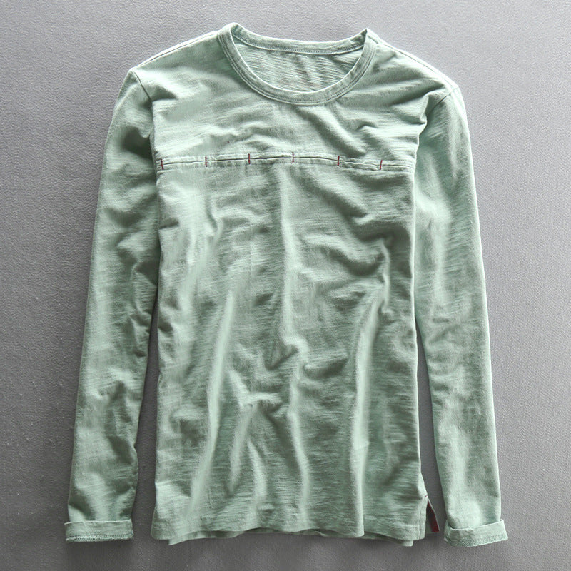 Crew-neck Solid-color Bamboo-cotton Japanese-style Men's Cotton T-shirt