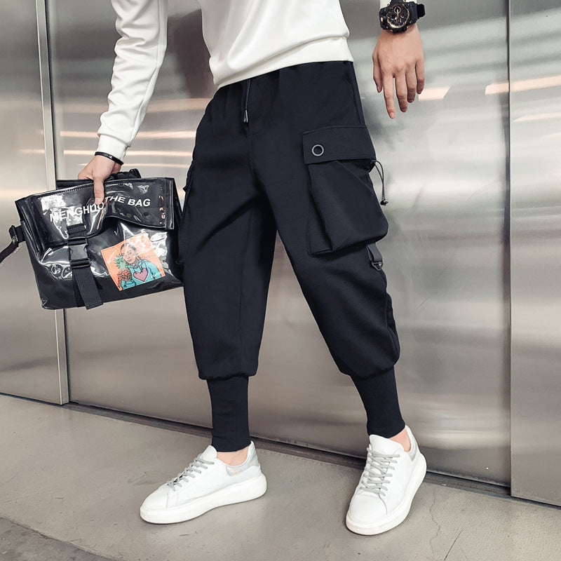 Men's Hong Kong-style Slim-fit Multi-pocket Work Pants