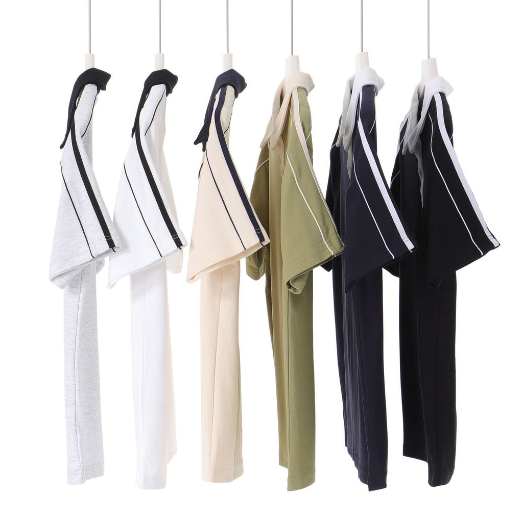 Casual Lapel Short Sleeve T-Shirt Loose Cotton Drop Shoulder Polo Shirt