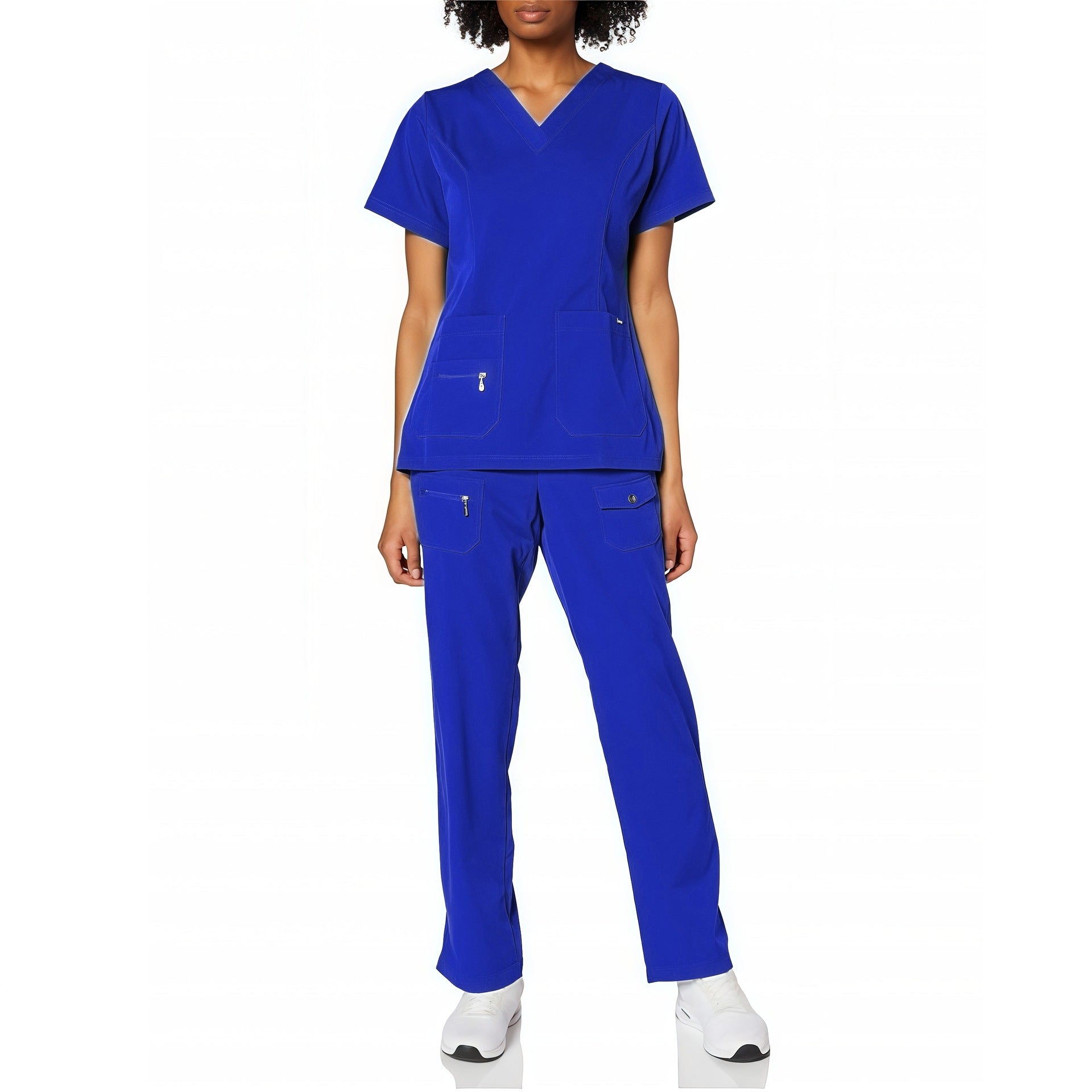 V-neck Scrub Tops For Medical Staff And Beauty Salon Professionals Short-sleeve Scrub Sets For Operating Rooms