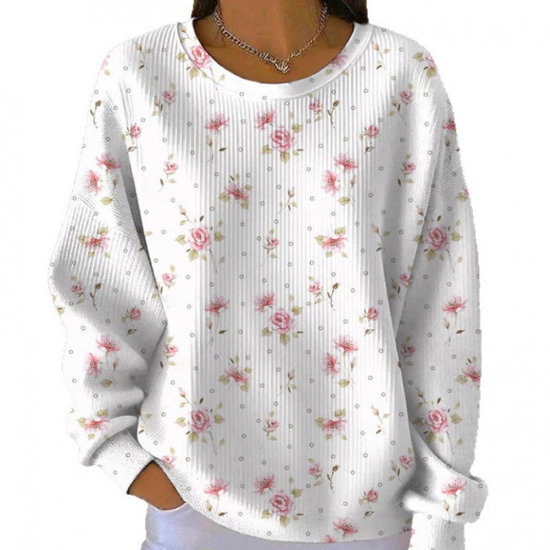 Women's AutumnWinter Round-Neck Sweater With 3D Print