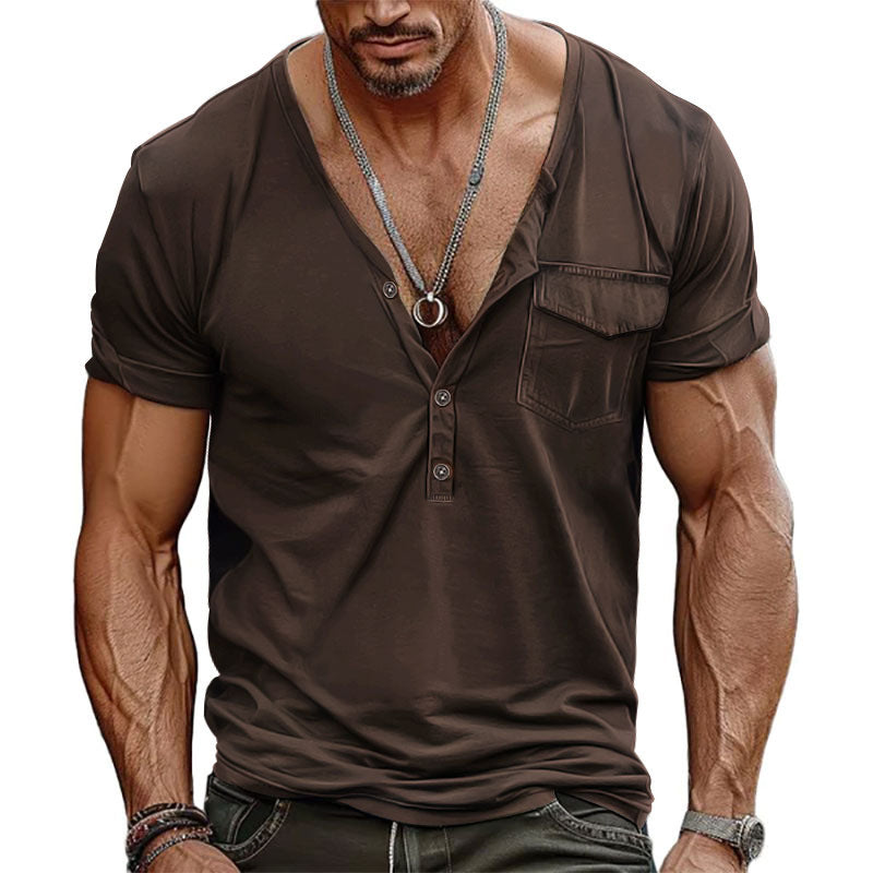 Men's Short-sleeved High-end Solid Color Oversized Loose Retro